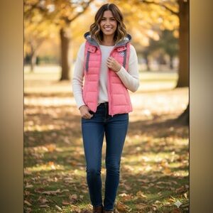 Hollister coral and White Sherpa-Lined Vest size M